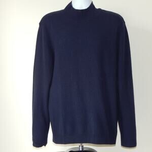 NWT Autumn Cashmere MOCK NECK Knit Pullover Sweater Navy Cashmere Blend Men’s XL